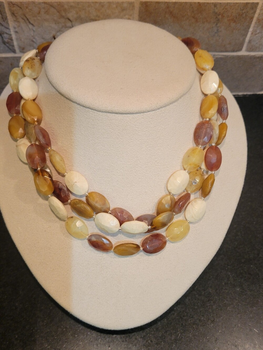 Multi-strand Beaded Necklace, Earthy Tones, Statement Necklace
